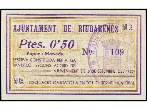 CATALUNYA. 0, 50 Pessetes. 5 Setembre 1937. Aj. de RIUDARENE