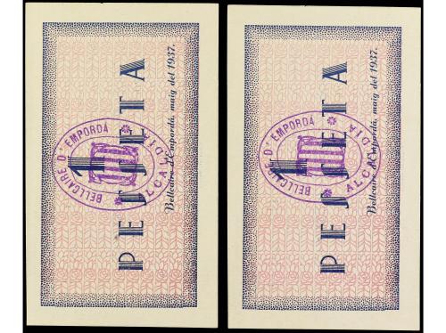 CATALUNYA. Lote 2 billetes 1 Pesseta. Maig 1937. C.M. de BEL