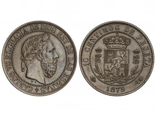 CARLOS VII Pretendiente. 10 Céntimos. 1875. BRUSELAS. 9,76 g