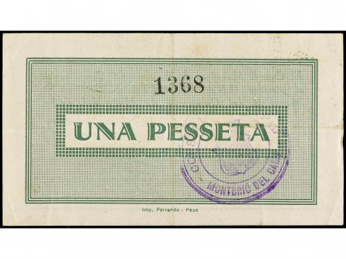 CATALUNYA. 1 Pesseta. 25 Maig 1937. C.M. de MONTBRIÓ DEL CAM