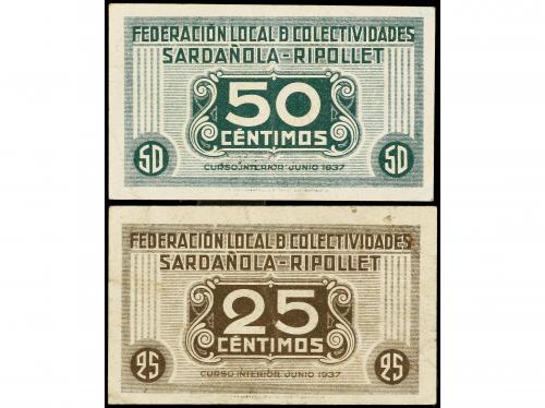 CATALUNYA. Lote 2 billetes 25 y 50 céntimos. Junio 1937. Fed