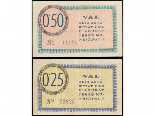 CATALUNYA. Lote 2 billetes 25 y 50 Cèntims. 3 Maig 1937. Aj.