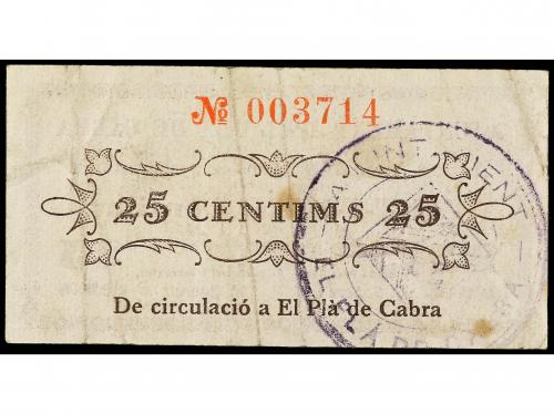 CATALUNYA. 25 Cèntims. 10 Setembre 1937. Aj. d´ EL PLÀ DE CA