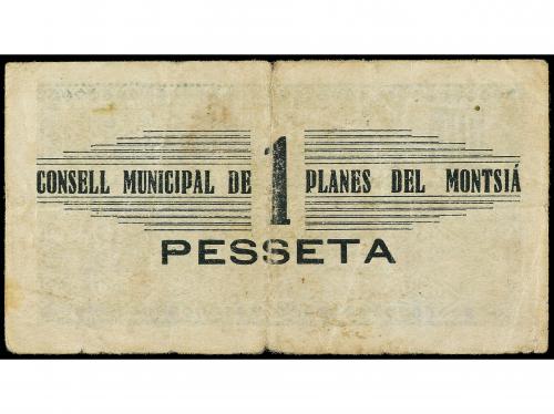 CATALUNYA. 1 Pesseta. 1 Gener 1937. C. M. de PLANES DEL MONT