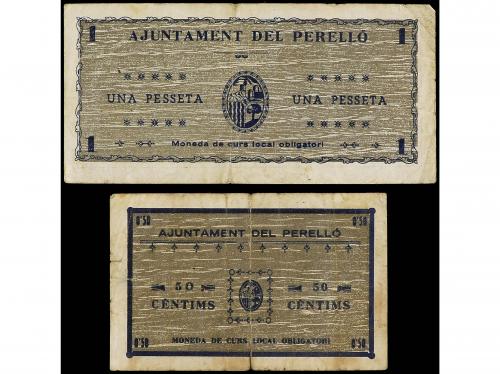 CATALUNYA. Lote 2 billetes 0, 50 y 1 Pesseta. 6 Juny 1937. A