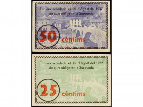CATALUNYA. Lote 2 billetes 25 y 50 Cèntims. 15 Agost 1937. A