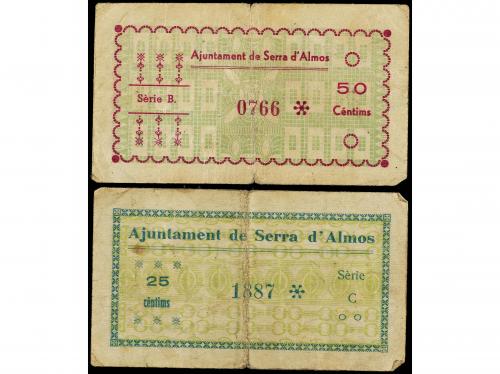 CATALUNYA. Lote 2 billetes 25 y 50 Cèntims. Agost 1937. Aj. 