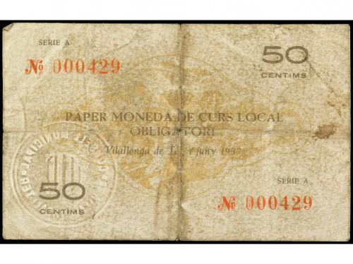 CATALUNYA. 50 Cèntims. 1 Juny 1937. C.M. de VILALLONGA DE TE