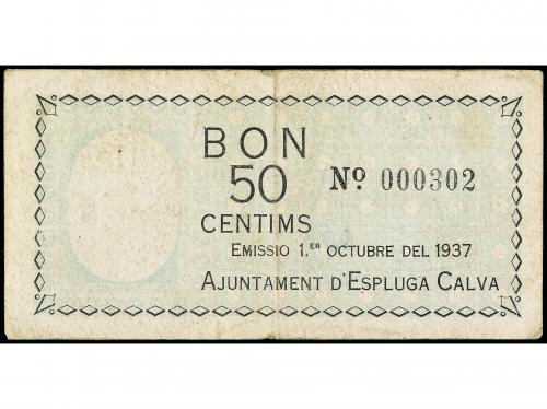 CATALUNYA. 50 Cèntims. 1 Octubre 1937. Aj. d´ ESPLUGA CALVA.