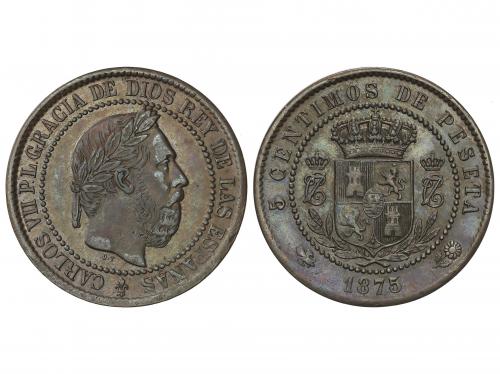 CARLOS VII Pretendiente. 5 Céntimos. 1875. BRUSELAS. Anverso