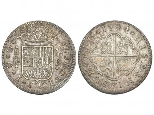 LUIS I. 2 Reales. 1724. SEGOVIA. F. 5,83 grs. Pátina. AC-28.
