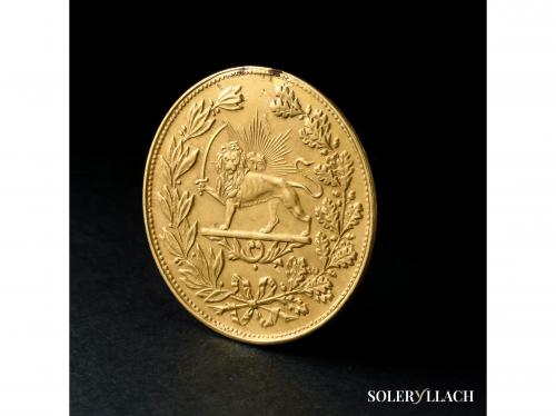 IRÁN. Medallón de 5 Toman. 1317H. MUZAFFAR AL-DIN SHAH. TEHE