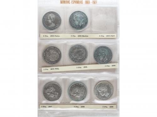 LOTES CENTENARIO. Lote 32 monedas 5 Pesetas. 1870 a 1899. GO