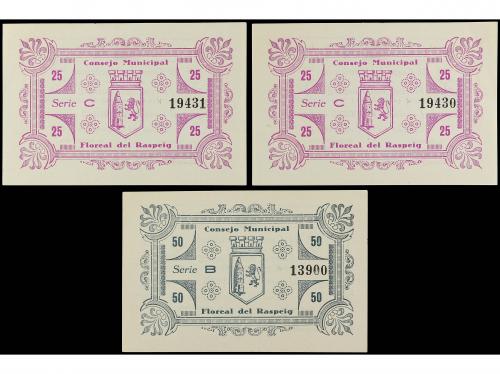 VALENCIA. Lote 3 billetes 25 (2) y 50 Céntimos. Julio 1937. 