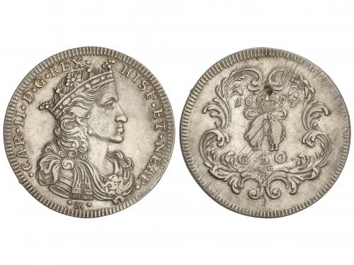 CARLOS II. 1/2 Ducado (50 Grana). 1693. NÁPOLES. AG/A. 10,83