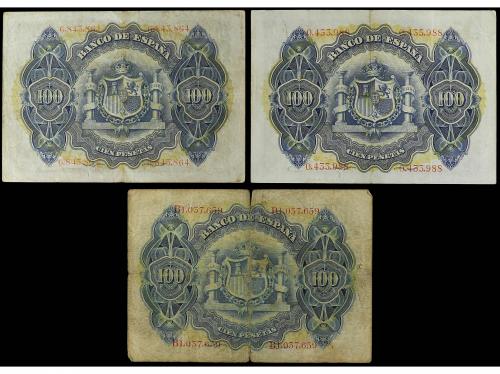 BANCO DE ESPAÑA. Lote 3 billetes 100 Pesetas. 30 Junio 1906.