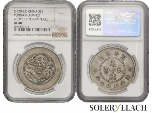 CHINA. 1 Dollar. (1920-22). YUNNAN. Encapsulada por NGC XF
