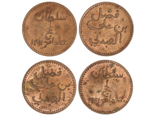 YEMEN. Lote 2 monedas 1/2 Baiza. 1291 d.C. (1874 d.C.). SULT