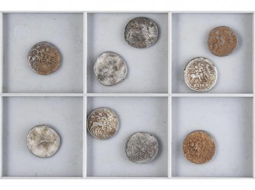 REPÚBLICA ROMANA. Lote 9 monedas Denario. 200-190 a.C. ANON