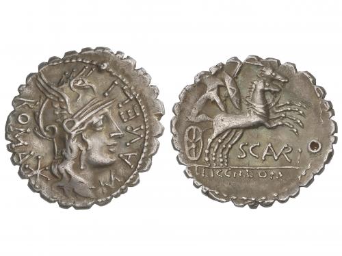 REPÚBLICA ROMANA. Denario. 118 a.C. AURELIA. M. Aurelius Sca