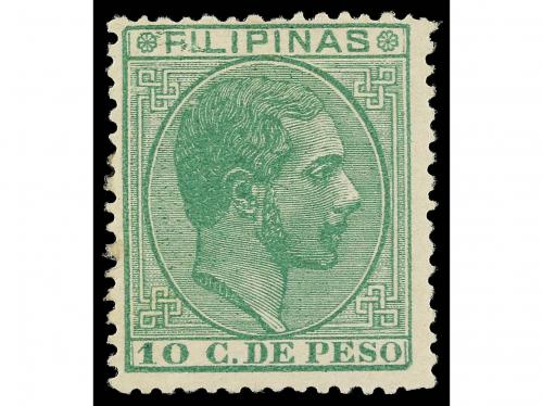 * FILIPINAS. Ed. 75. 1886-9. 10 centavos verde. Buen ejempla
