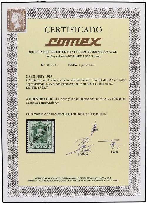 ** COLONIAS ESPAÑOLAS: CABO JUBY. Ed. 22. 1925. 2 céntimos v