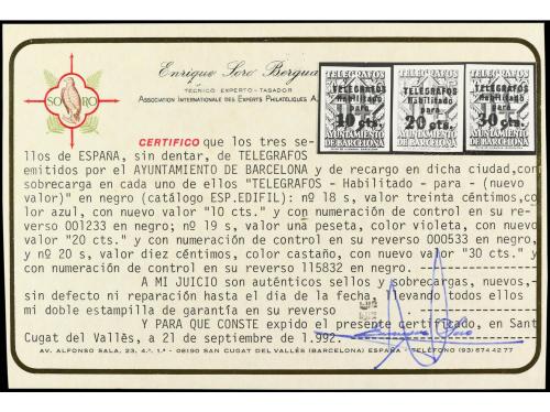 ** ESPAÑA: TELEGRAFOS. Ed. 17s/20s. 1942-45. SERIE COMPLETA.