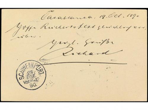 ✉ MARRUECOS. 1890. CASABLANCA a ALEMANIA. Entero Postal espa