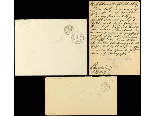 ✉ ESPAÑA. 1880-90. DOS cartas y un Entero Postal dirigidos a