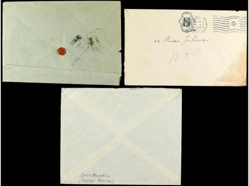 ✉ MARRUECOS. 1914-27. TRES cartas, una Certificada. PRECIOSO