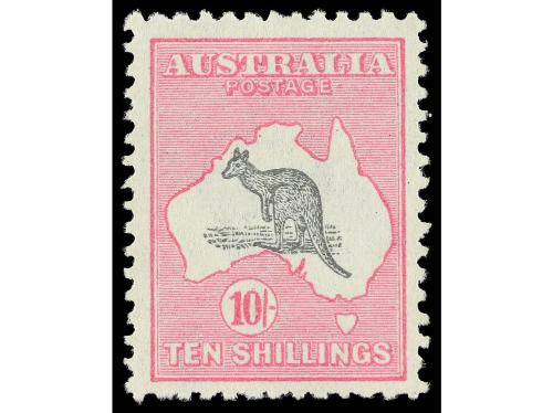* AUSTRALIA. Yv. 42/4. 1917-23. 6 p., 2 s. (2 sellos) y 10 s