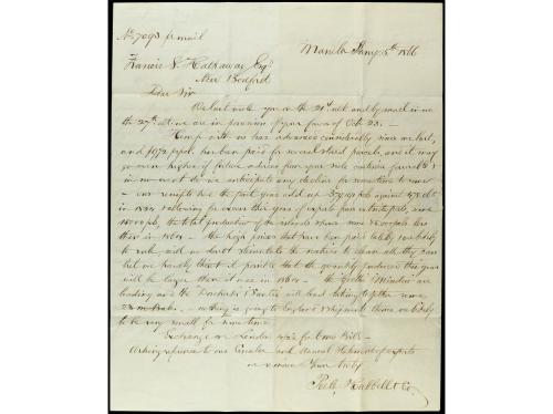 ✉ FILIPINAS. 1866. MANILA a U.S.A. Carta completa con texto 