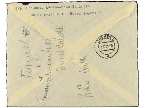 ✉ ETIOPIA. 1935. ADDÍS ABEBA a ALEMANIA. Carta certificada. 