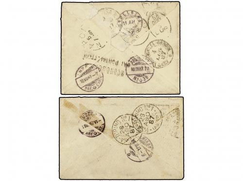 ✉ ITALIA. 1897. Dos sobres circulados con sellos de 10 cts. 