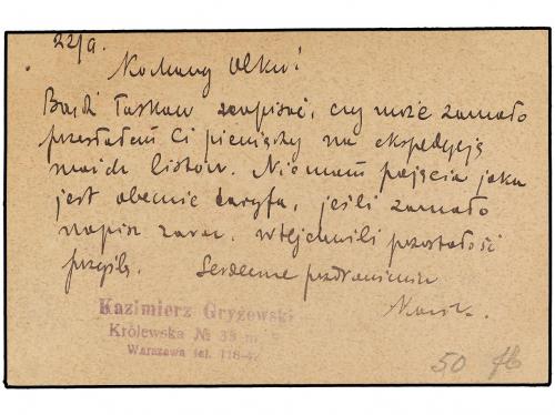 ✉ POLONIA. 1922 (22-IX). WARSAWA to DANZIG. AIR MAIL. 8 mk. 
