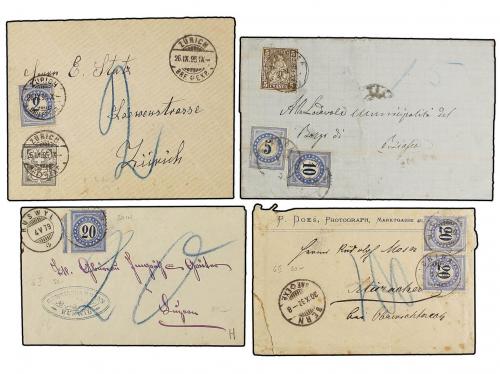 ✉ SUIZA. 1879-97. Six covers with POSTAGE DUE stamps. 