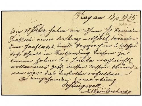 ✉ AUSTRIA. 1885. PRAG to WOHLEN (Switzerland). 2 kr. postal 