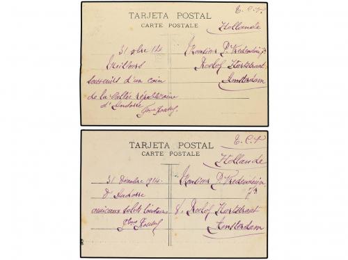 ✉ ANDORRA. 1914. Dos tarjetas postales con fechador francés 