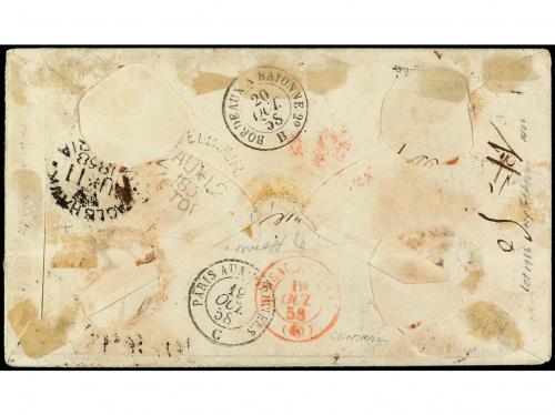 ✉ VICTORIA. Sg. 25 (4), 32. 1858. Registered cover to FRANCE