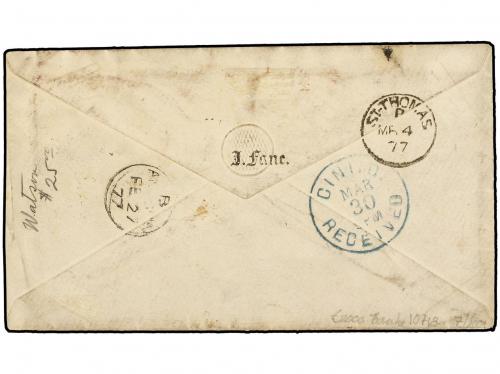 ✉ ANTIGUA. Sg. 7 (5). 1877. ANTIGUA to USA. Envelope franked