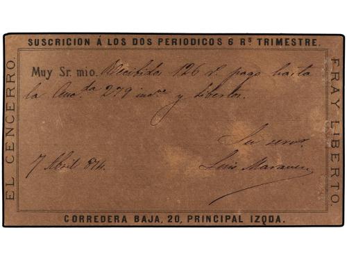 ✉ ESPAÑA. 1874. MADRID a PUERTO DE SANTA MARIA. Tarjeta Post