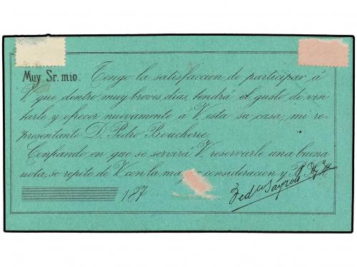 ✉ ESPAÑA. 1875. BARCELONA a ZARAGOZA. Tarjeta Postal Precurs