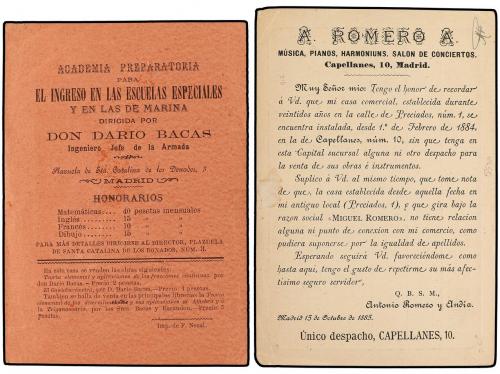 ✉ ESPAÑA. 1885. Dos tarjetas postales provisionales circulad
