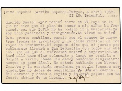 ✉ ESPAÑA. Ed. 81. 1938. BURGOS a CÁDIZ. 15 cts. lila con fra