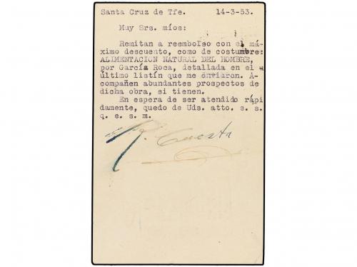 ✉ ESPAÑA. Ed. 84. 1953. STA. CRUZ DE TENERIFE a BARCELONA. 4