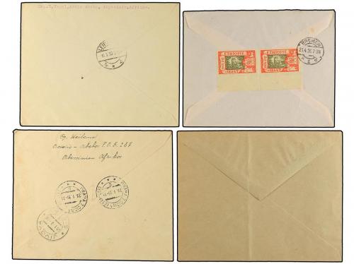 ✉ ETIOPIA. 1925-32. CONJUNTO de cuatro cartas. 