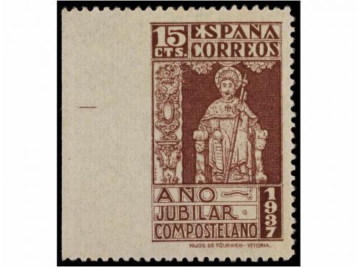 * ESPAÑA. Ed. 833. 15 cts. castaño. Dos sellos SIN DENTAR MA