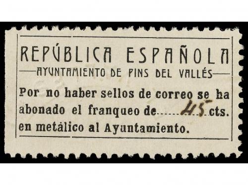 ESPAÑA GUERRA CIVIL. PINS DEL VALLÉS (S. CUGAT). 5 cts. negr