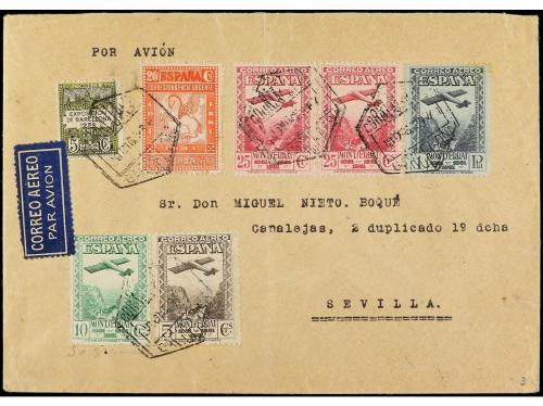 ✉ ESPAÑA. 1931-1939. Conjunto de 5 sobres circulados, con va