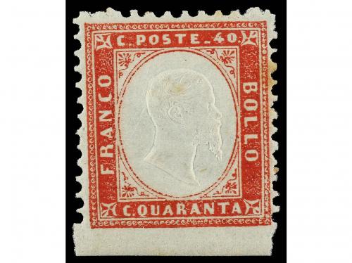 (*) ITALIA. Sa. 3 y 3 k. 1862. 40 c. rojo carmín. 1 ejemplar